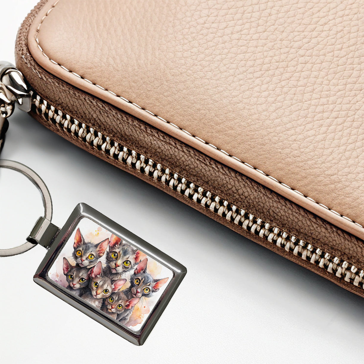 Sweet Lykoi Cats Rectangle Metal Keychain