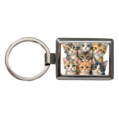 Sweet Manx Cats Rectangle Metal Keychain