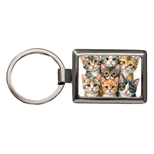 Sweet Manx Cats Rectangle Metal Keychain
