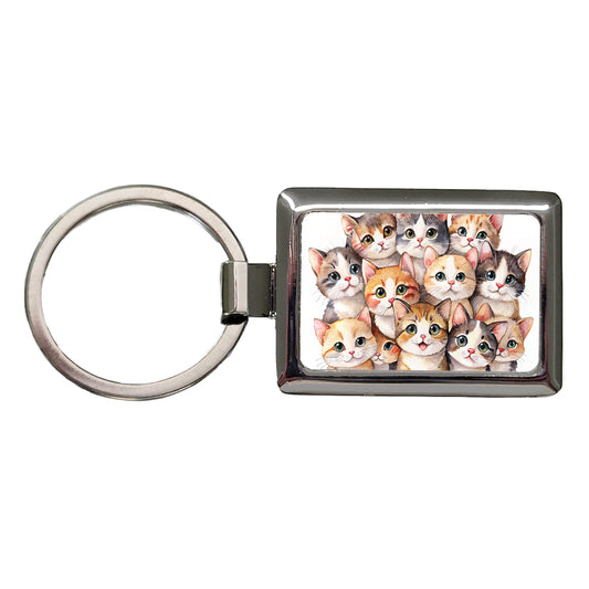 Sweet Munchkin Cats Rectangle Metal Keychain