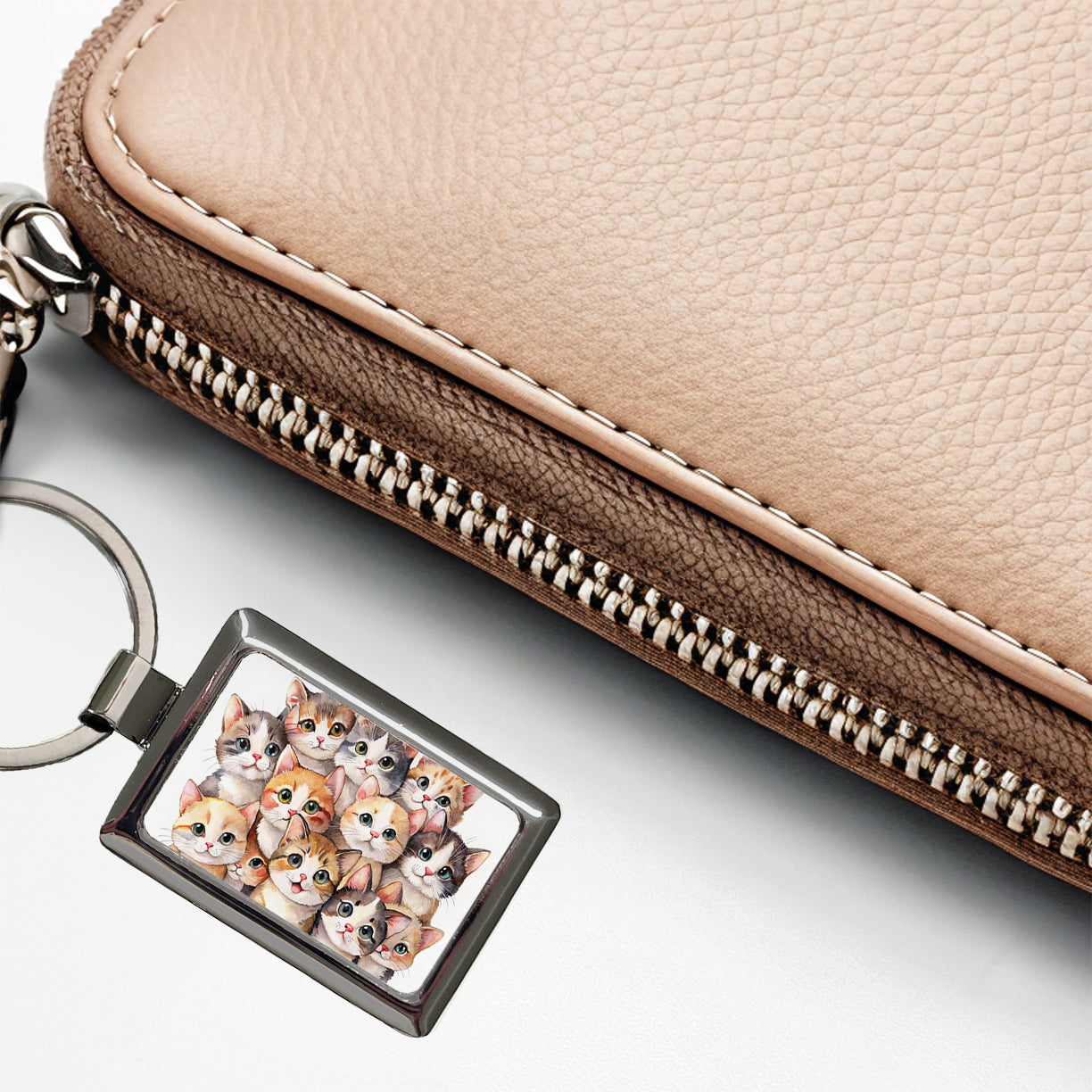 Sweet Munchkin Cats Rectangle Metal Keychain