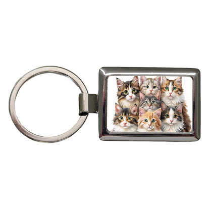 Sweet Norwegian Forest Cats Rectangle Metal Keychain