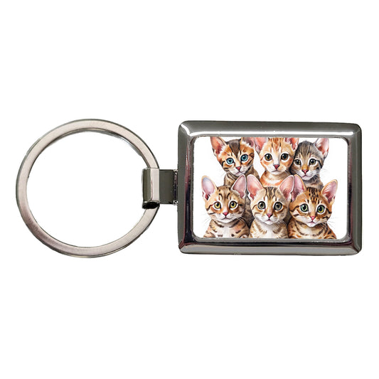 Sweet Ocicat Cats Rectangle Metal Keychain