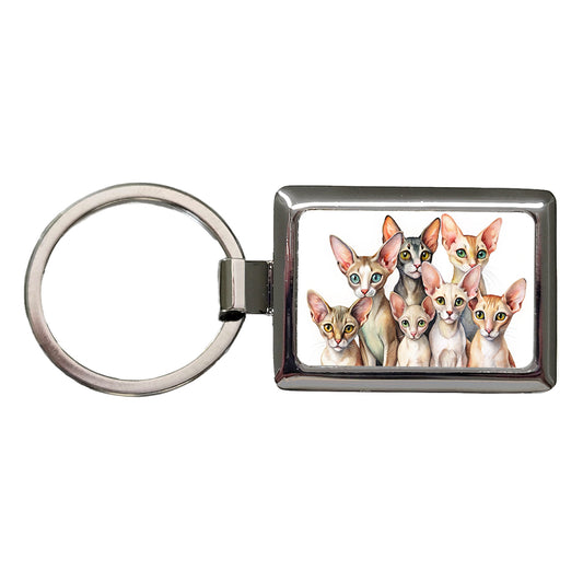 Sweet Oriental Shorthair Cats Rectangle Metal Keychain