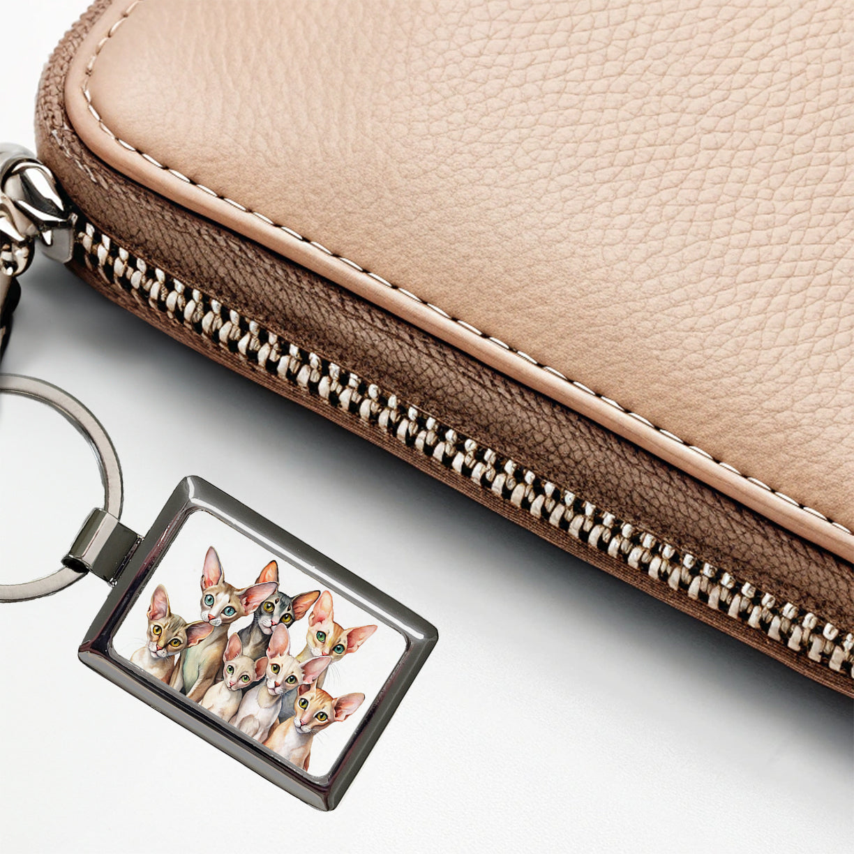 Sweet Oriental Shorthair Cats Rectangle Metal Keychain