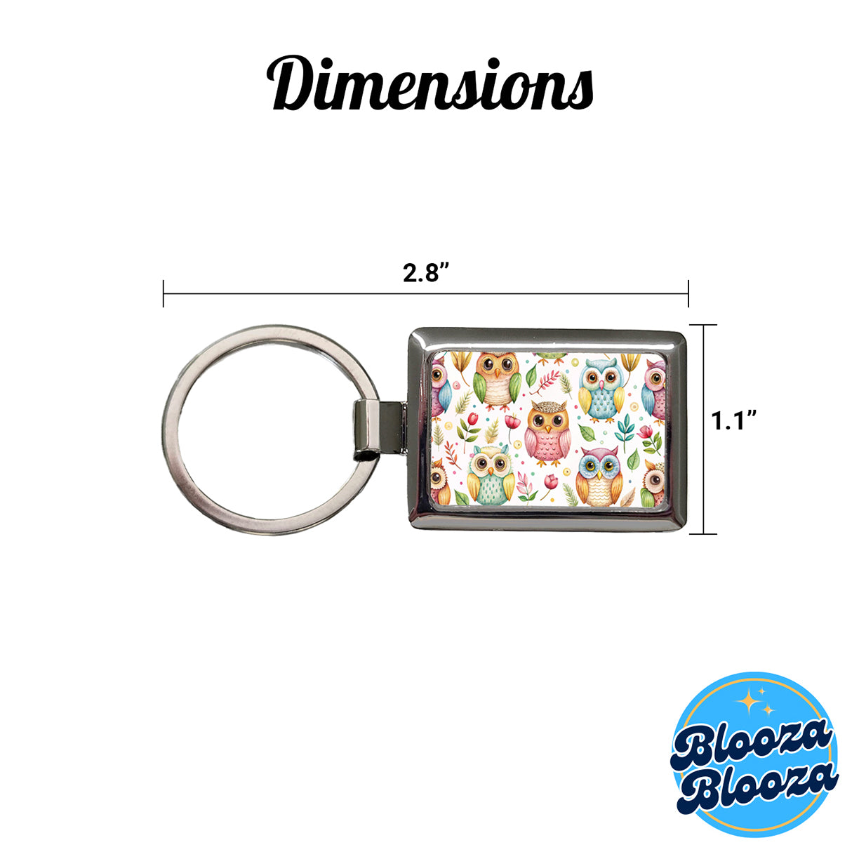 Sweet Owls Rectangle Metal Keychain