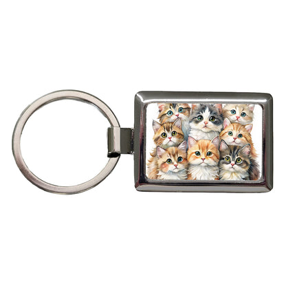 Sweet Ragamuffin Cats Rectangle Metal Keychain