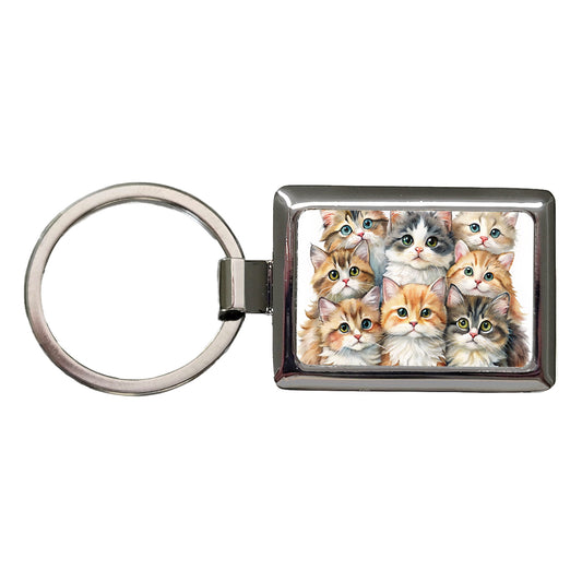 Sweet Ragamuffin Cats Rectangle Metal Keychain