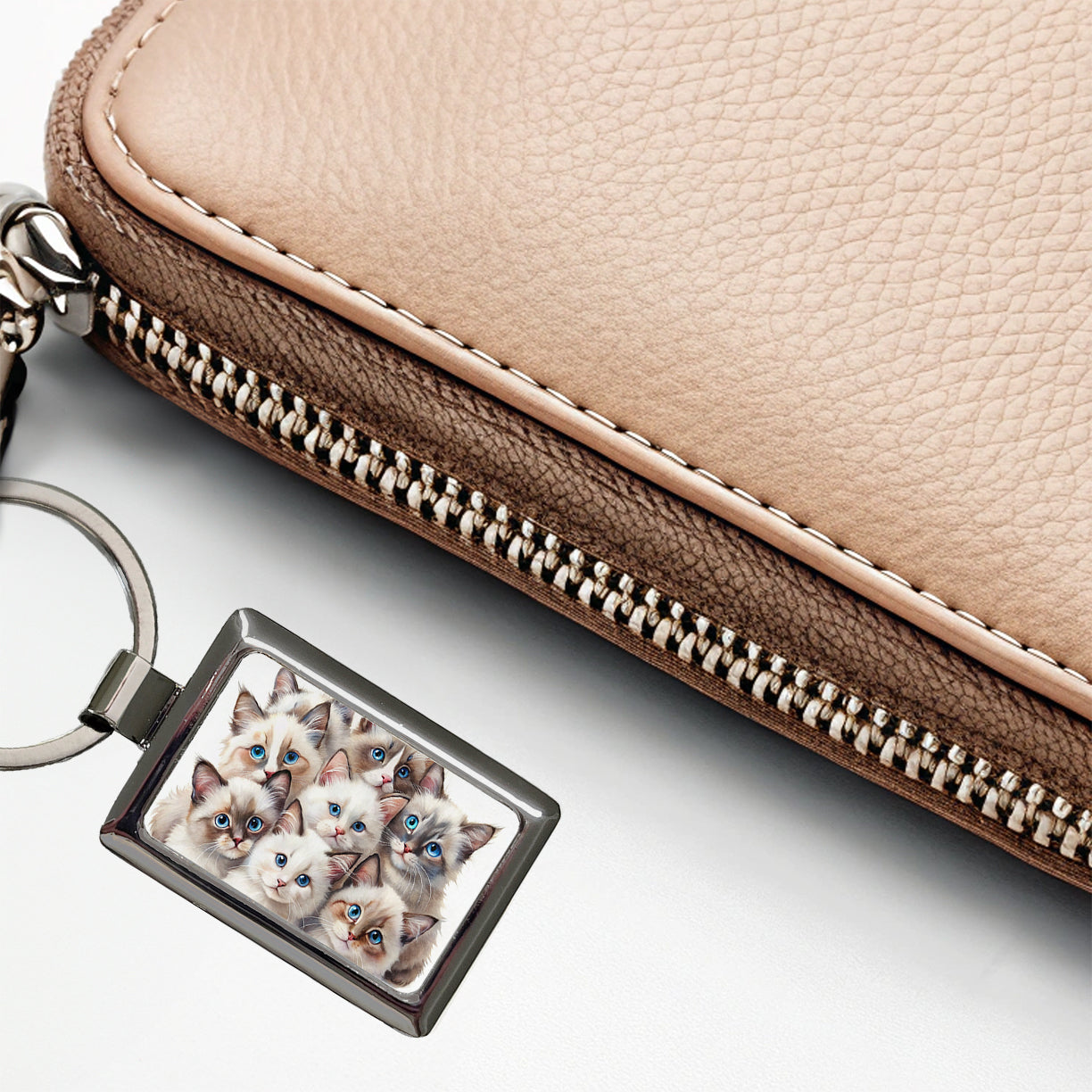 Sweet Ragdoll Cats Rectangle Metal Keychain