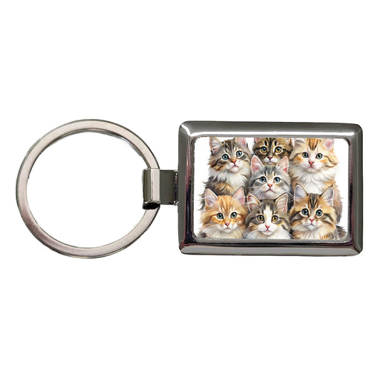 Sweet Siberian Cats Rectangle Metal Keychain