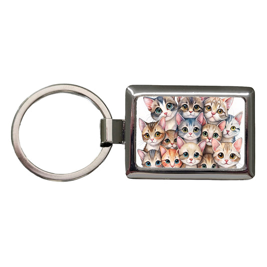 Sweet Singapura Cats Rectangle Metal Keychain