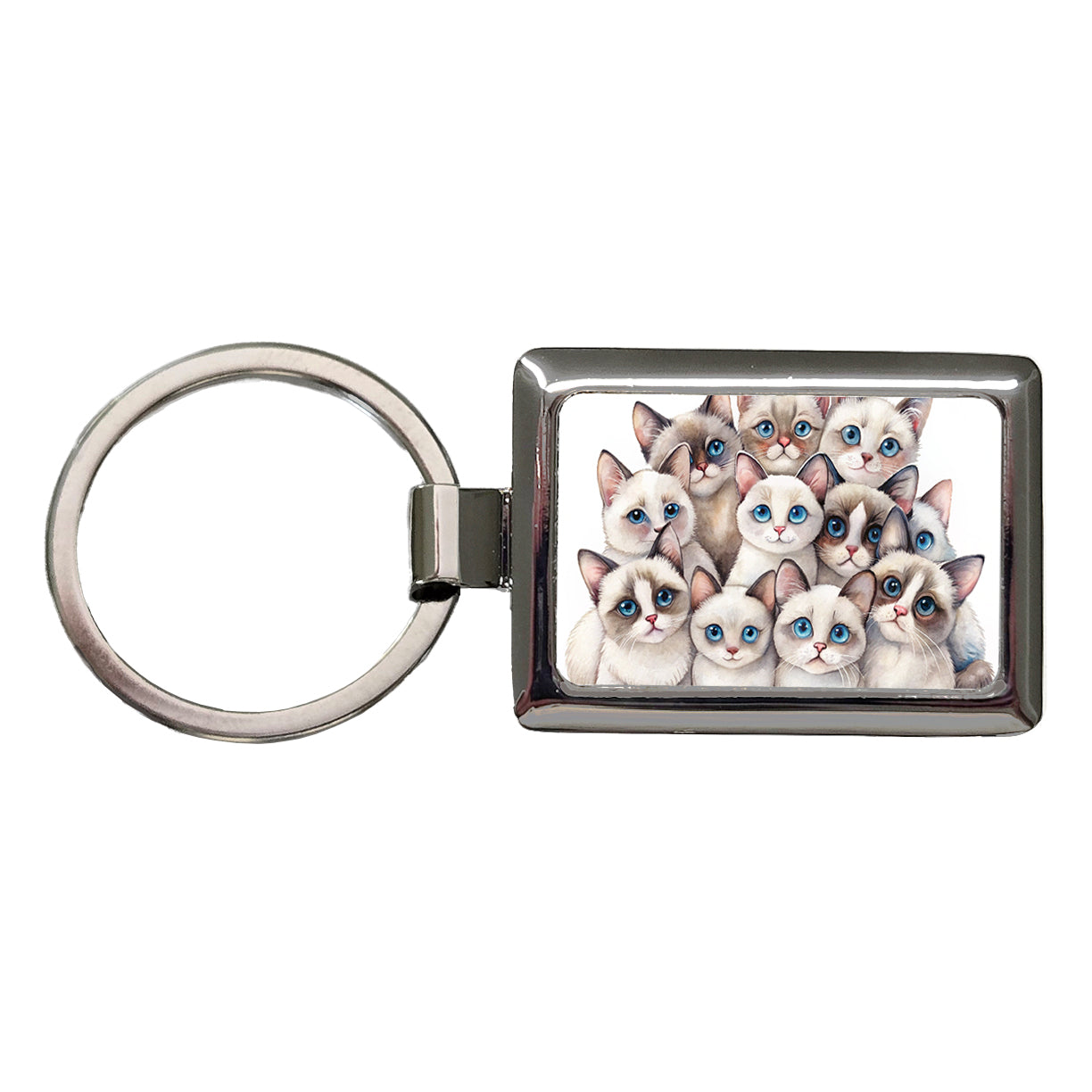 Sweet Snowshoe Cats Rectangle Metal Keychain