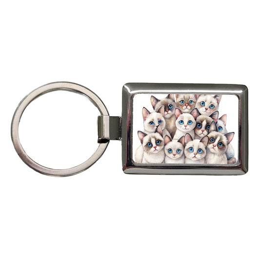 Sweet Snowshoe Cats Rectangle Metal Keychain