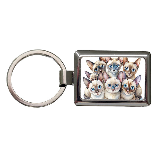 Sweet Tonkinese Cats Rectangle Metal Keychain
