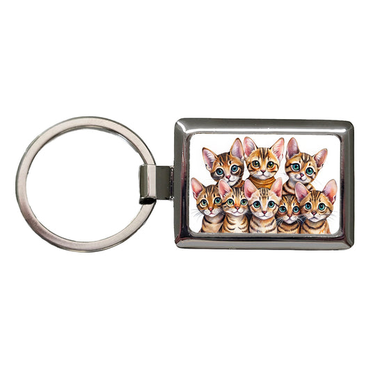 Sweet Toyger Cats Rectangle Metal Keychain
