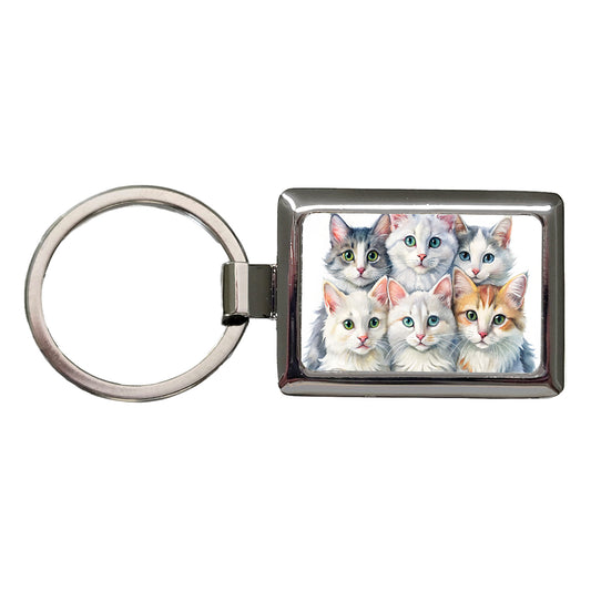 Sweet Turkish Angora Cats Rectangle Metal Keychain