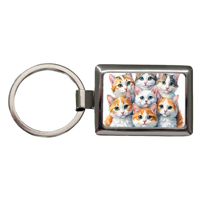 Sweet Turkish Van Cats Rectangle Metal Keychain