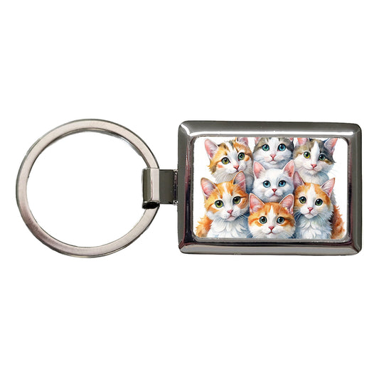Sweet Turkish Van Cats Rectangle Metal Keychain