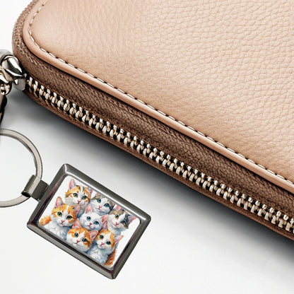Sweet Turkish Van Cats Rectangle Metal Keychain