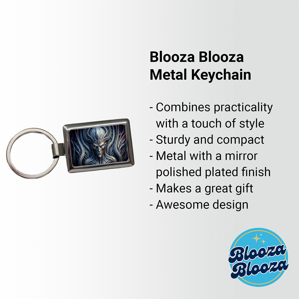 Alien Creature Creepy Horror Sci-Fi Rectangle Metal Keychain