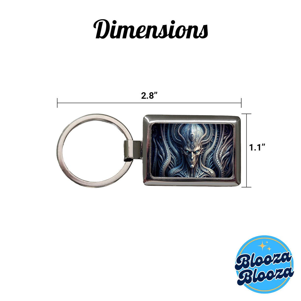 Alien Creature Creepy Horror Sci-Fi Rectangle Metal Keychain