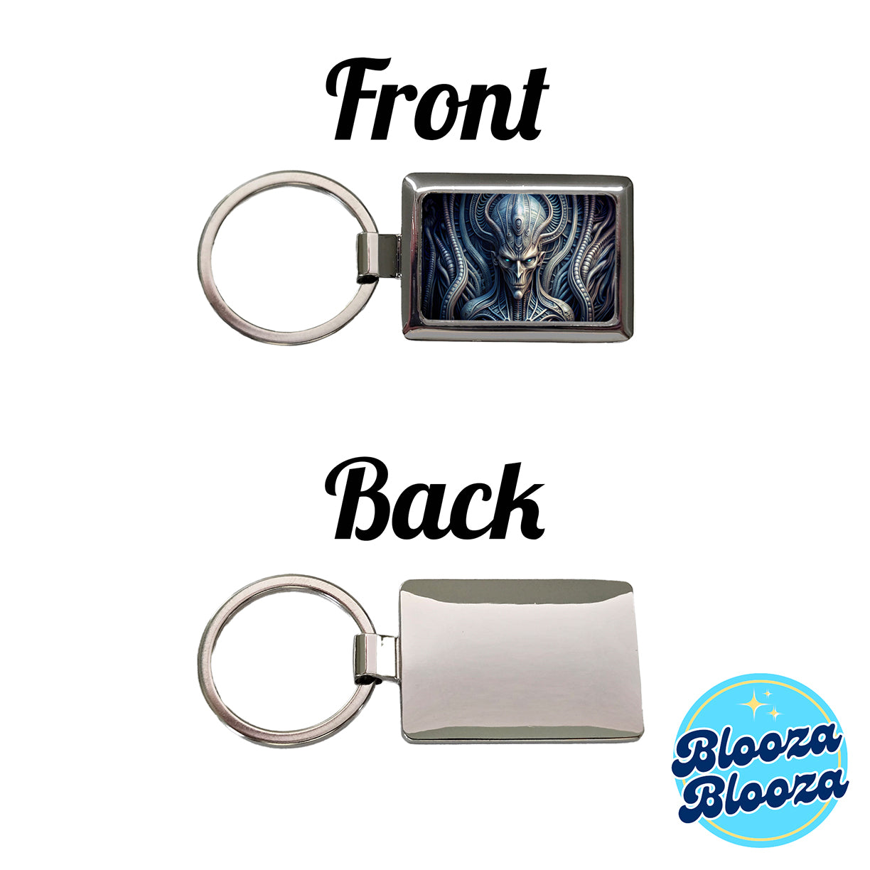 Alien Creature Creepy Horror Sci-Fi Rectangle Metal Keychain