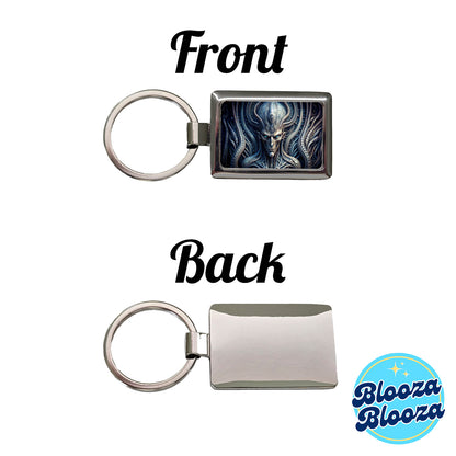 Alien Creature Creepy Horror Sci-Fi Rectangle Metal Keychain