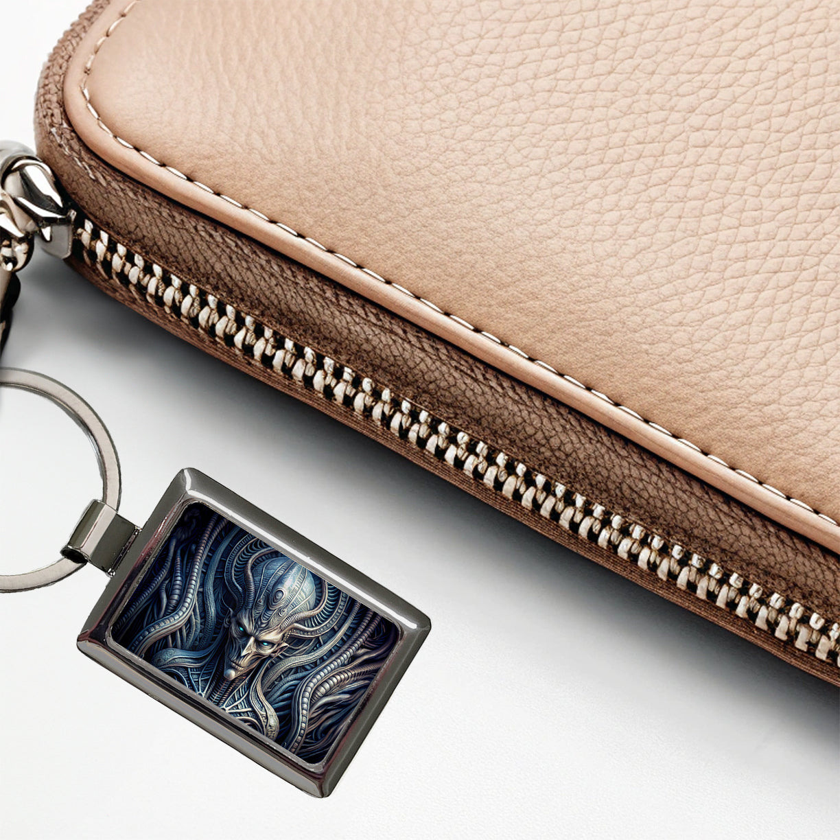 Alien Creature Creepy Horror Sci-Fi Rectangle Metal Keychain
