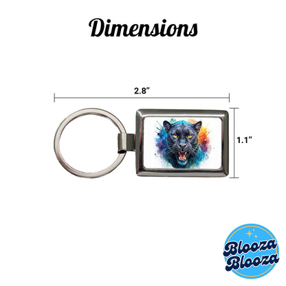Angry Black Panther Watercolor Rectangle Metal Keychain