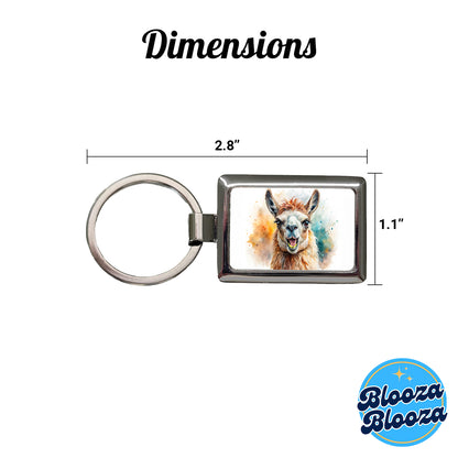 Angry Llama Watercolor Rectangle Metal Keychain