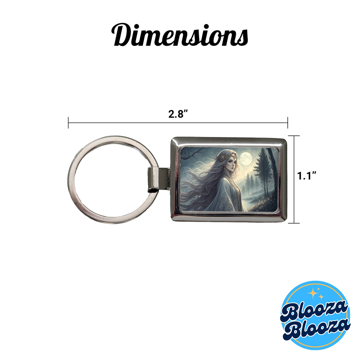 Anime Style Fantasy Princess Elf White Scene Rectangle Metal Keychain