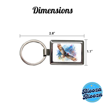 Black Turkey Vulture In Flight Watercolor Rectangle Metal Keychain