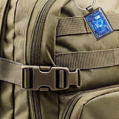 Blue Computer Motherboard Watercolor Rectangle Metal Keychain