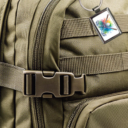 Crossed Golf Clubs And Ball Watercolor Rectangle Metal Keychain