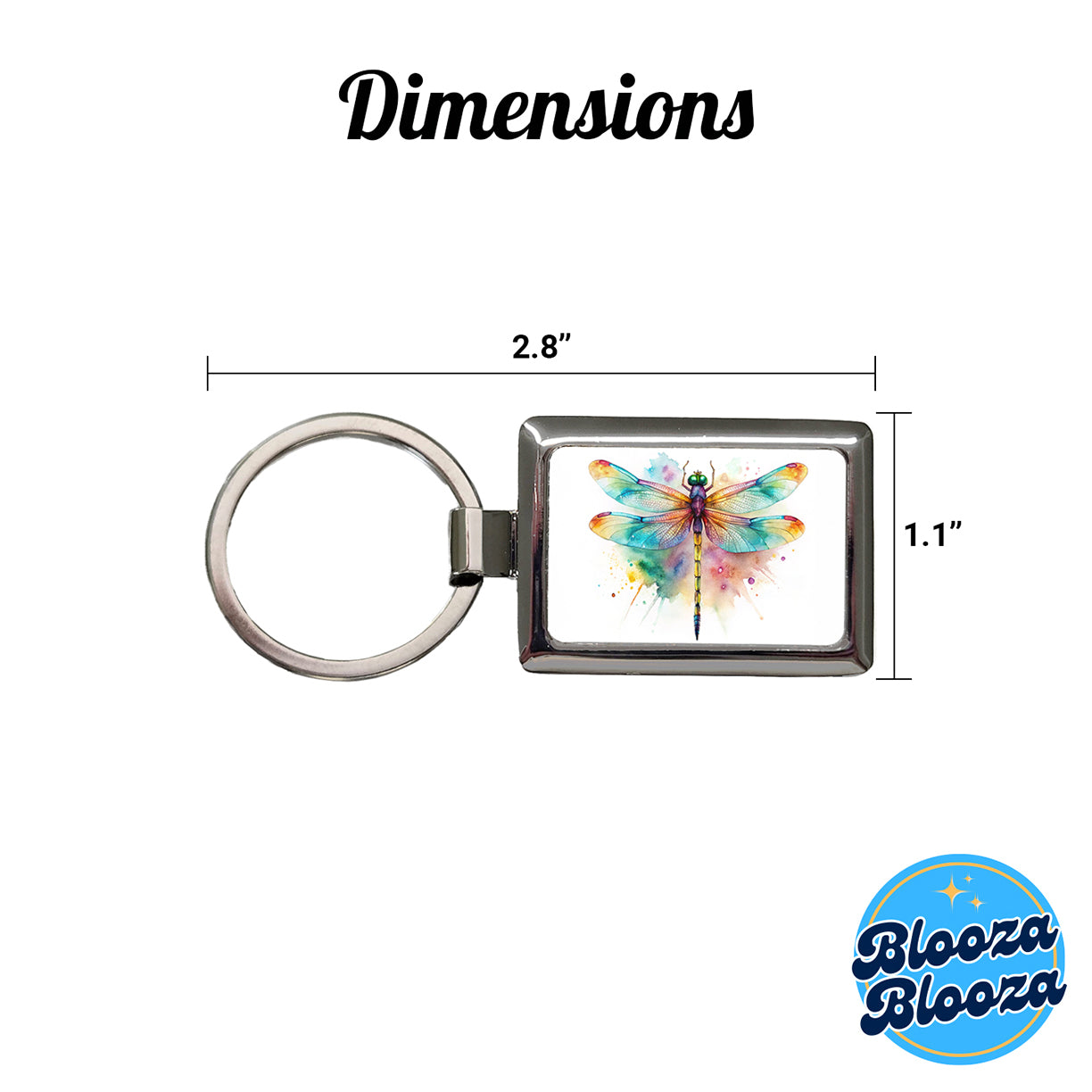 Dragonfly Colorful Background Watercolor Rectangle Metal Keychain