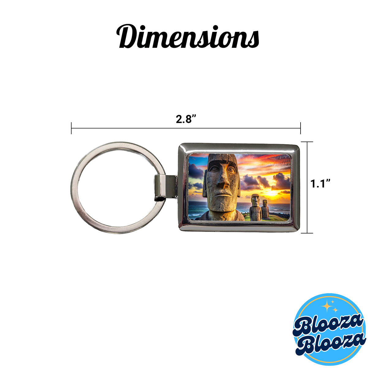 Easter Island Statues At Sunset Watercolor Rectangle Metal Keychain