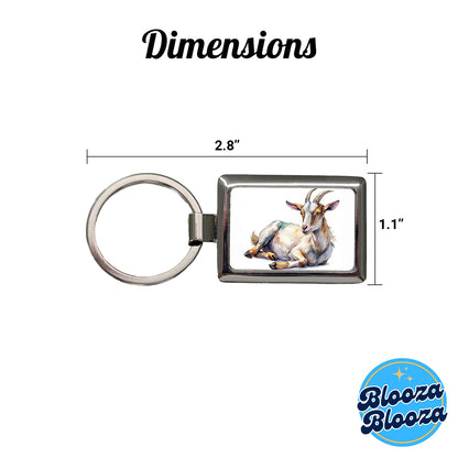 Fainting Goat Lying On Its Side Watercolor Rectangle Metal Keychain