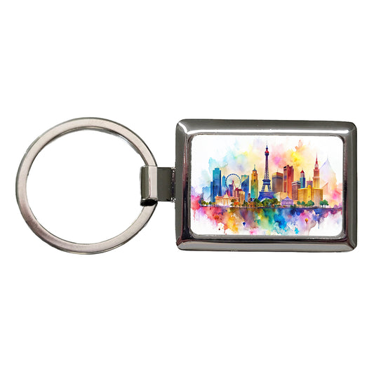 Las Vegas Nevada Watercolor Rectangle Metal Keychain