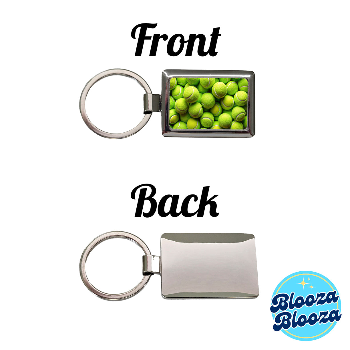 Lots Of Tennis Balls Rectangle Metal Keychain