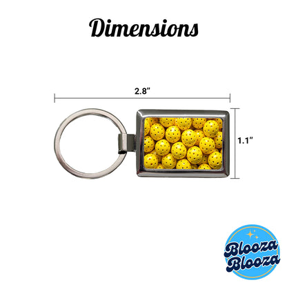 Lots Of Yellow Pickleball Balls Rectangle Metal Keychain