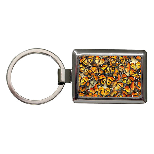 Monarch Butterflies Covering Everything Rectangle Metal Keychain