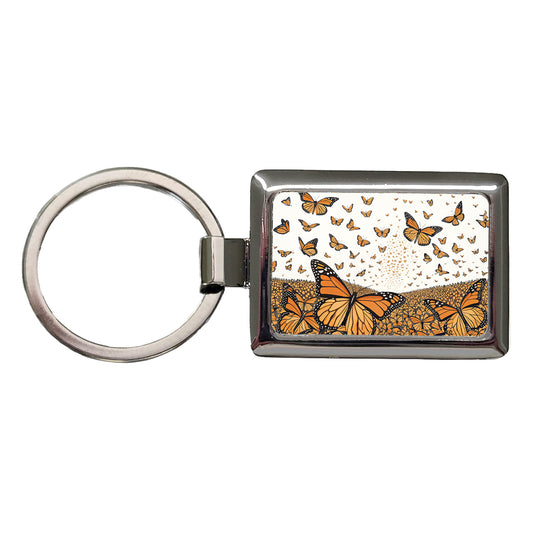 Monarch Butterflies Covering the Countryside Rectangle Metal Keychain
