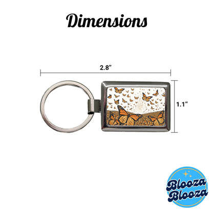 Monarch Butterflies Covering the Countryside Rectangle Metal Keychain