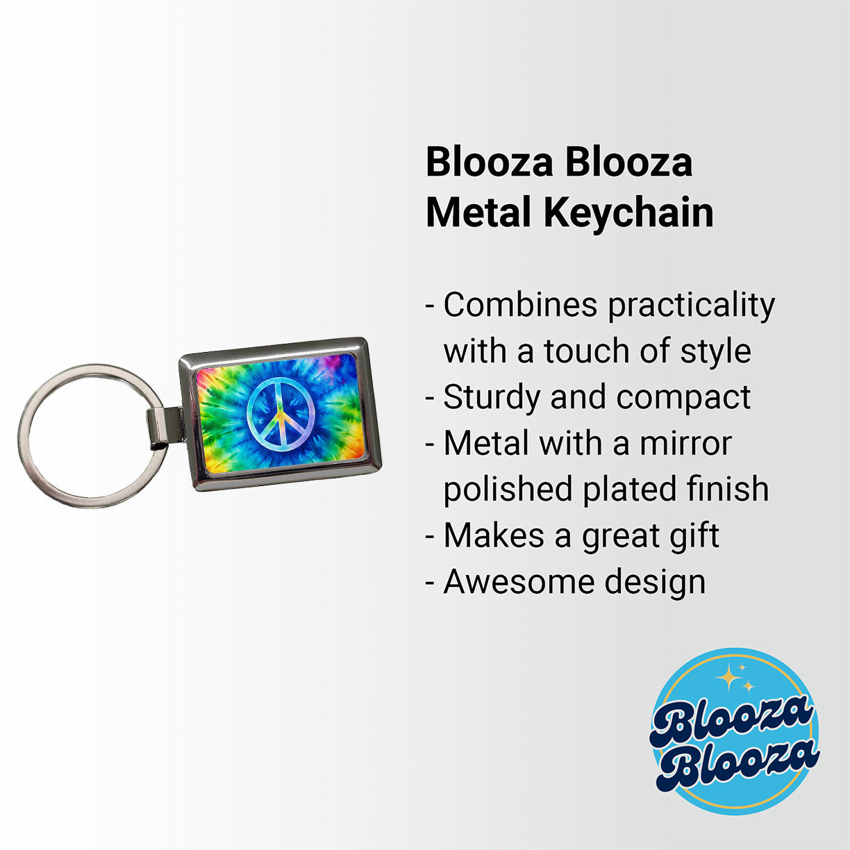 Peace Symbol Rainbow Hippie Tie Dye Background Rectangle Metal Keychain
