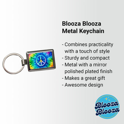 Peace Symbol Rainbow Hippie Tie Dye Background Rectangle Metal Keychain
