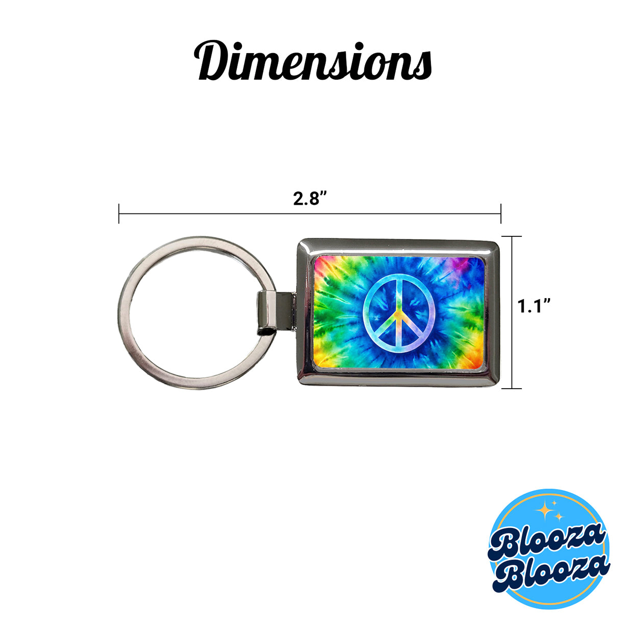 Peace Symbol Rainbow Hippie Tie Dye Background Rectangle Metal Keychain