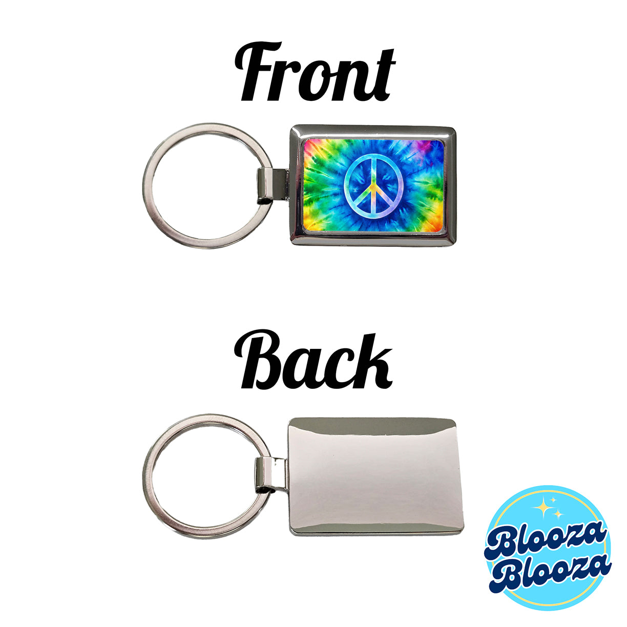 Peace Symbol Rainbow Hippie Tie Dye Background Rectangle Metal Keychain