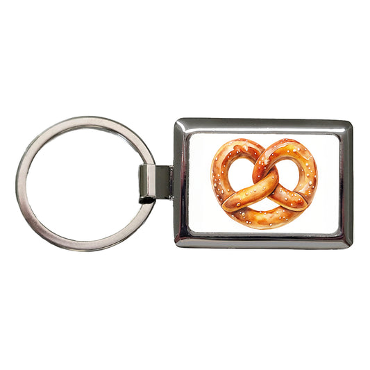 Pretzel Knot Oktoberfest Watercolor Rectangle Metal Keychain