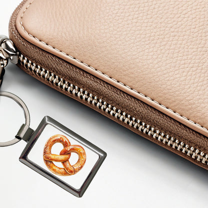 Pretzel Knot Oktoberfest Watercolor Rectangle Metal Keychain