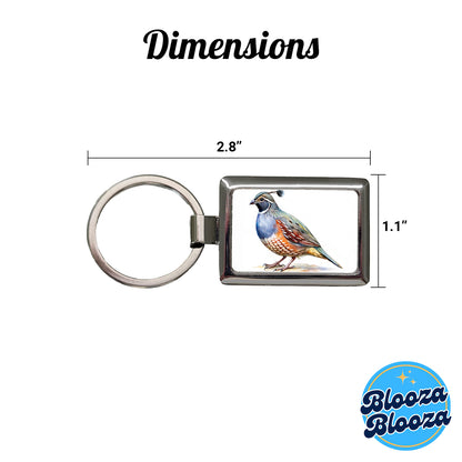 Quail Watercolor Rectangle Metal Keychain